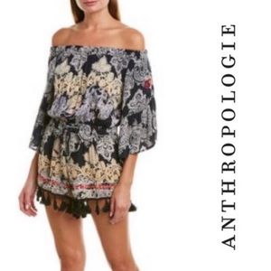 Anthropologie Raga Tassel Off The Shoulder Romper Size Small